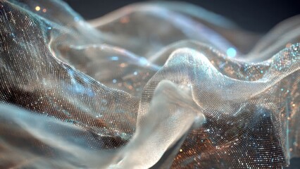 Abstract shiny flowing digital fabric