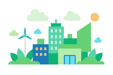 Modern Eco City Vector Illustration