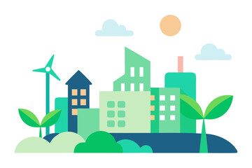 Modern Eco City Vector Illustration