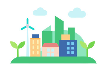 Modern Eco City Vector Illustration