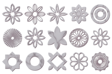 Collection of marble floral pattern design elements