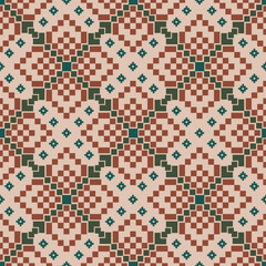 Pixel Diamond Folk Geometric Fabric Pattern