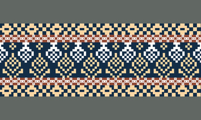 Nordic Pixel Stripe Folk Fabric Pattern