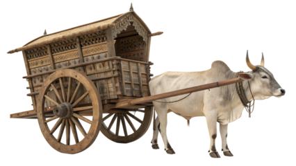 A bullock cart isolated on transparent background