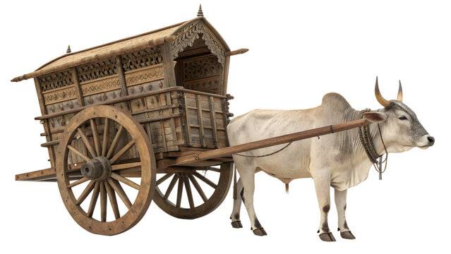 A bullock cart isolated on transparent background