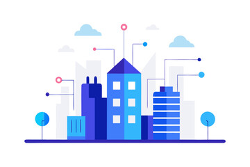Futuristic Smart City Vector Illustration