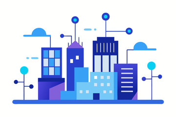 Futuristic Smart City Vector Illustration