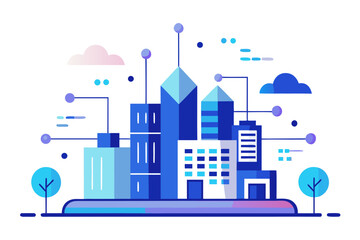 Futuristic Smart City Vector Illustration