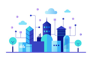 Futuristic Smart City Vector Illustration