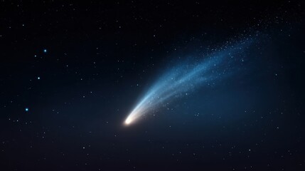 Obraz premium Stunning Comet Blazing Through the Atmosphere with Long Glowing Tail in a Starry Night Sky