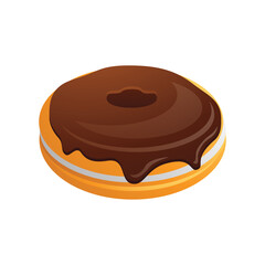 Fototapeta premium Chocolate Donut Delight: A tempting chocolate-covered donut, a delectable treat, its rich, sweet flavor invites indulgence.