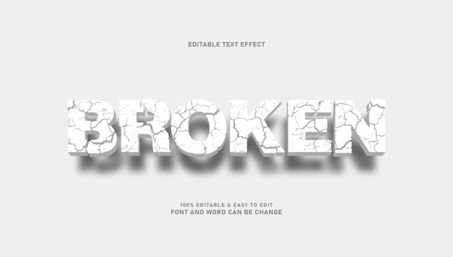 Broken and Cracked White Concrete 3D Editable Text Effect
