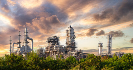 Fototapeta premium Oil and Gas Industrial zone,The equipment of oil refining,Close-up of industrial pipelines of an oil-refinery plant,Detail of oil pipeline with valves in large oil refinery.