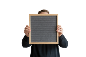 Person holding blank felt letter board