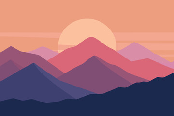Minimal Mountain Landscape at Sunrise