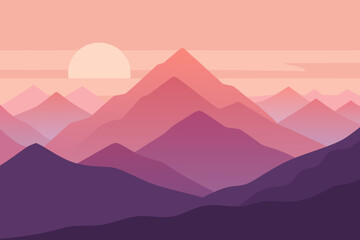 Minimal Mountain Landscape at Sunrise