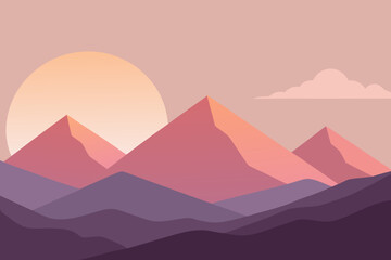 Minimal Mountain Landscape at Sunrise