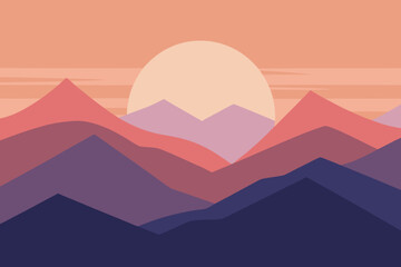Minimal Mountain Landscape at Sunrise
