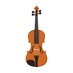 Fototapeta premium A violin illustration on a plain white background viewed from the front