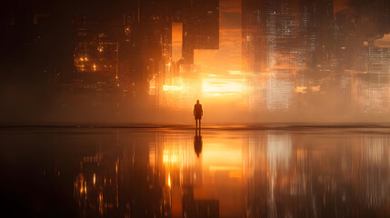 illustration with a single executive figure overlooking a digital horizon filled with opportunity