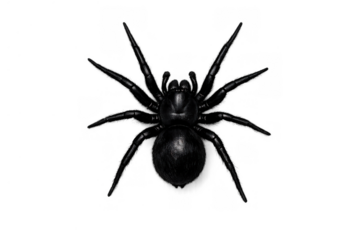 Black spider with eight legs and a dark body, a symbol of arachnophobia, isolation, and creepiness. Transparent background