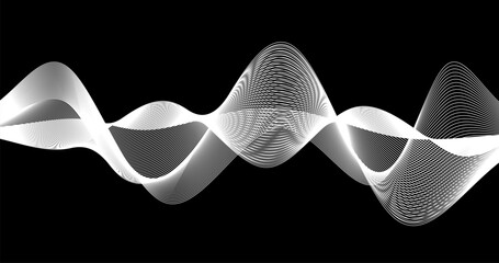 Telecommunication Radio Wave on Abstract background with Black and white Colors