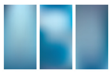 Three vertical abstract blue gradient backgrounds with subtle variations.