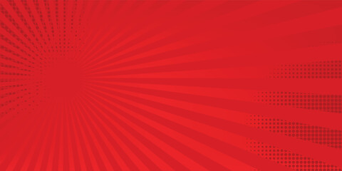 Red comic sunburst effect background with halftone. pop art comic-style vector background. Suitable for templates, sale banners, events, ads, web and pages © MUNADIR