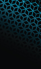 Abstract wallpaper isometric cube pattern in turquoise and black color