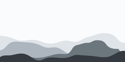 Abstract Landscape of Layered Hills in Shades of Gray.