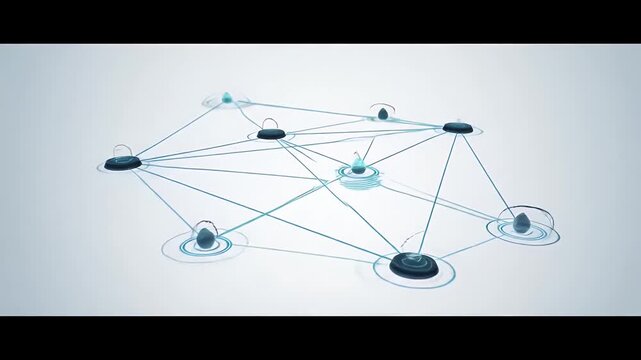 Visual representation of interconnected celestial bodies in a futuristic network diagram on a gray gradient background