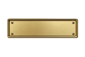 Brushed Gold Rectangular Plaque with Rounded Corners and Screws on Black metal