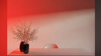 Minimalist Interior with Vase and Decorative Branches.