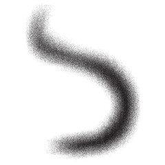Abstract black and white S-shaped curve made of tiny dots.