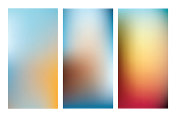 Set of three vertical abstract gradient backgrounds with smooth color transitions.