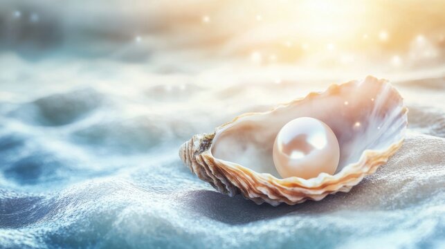 Lustrous Pearl Resting Within Textured Oyster Shell
