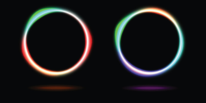 oled color light line circle, colorful design element