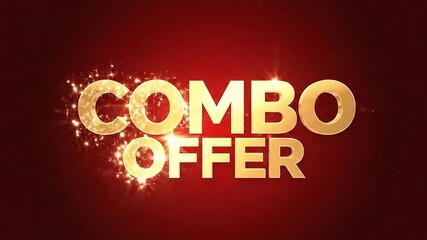 3D Golden Combo Offer Text Animation with Sparkles and Light Flare for Promotion