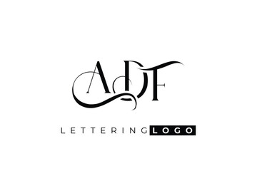 ADF Elegant Monogram Logo Design With Decorative Lettering