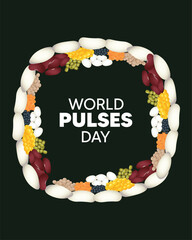 World Pulses Day Healthy Food Awareness Poster Featuring Assorted Grains And Beans