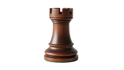 Dark Brown Wooden Chess Rook Piece Product Shot isolated PNG with Transparent Background