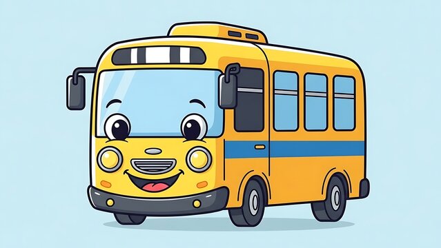 Smiling cartoon school bus illustration.