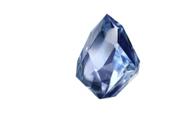 Faceted blue crystal gemstone with sharp edges on black background image