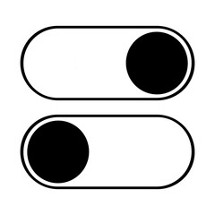 Minimalist black and white vector icons of on and off toggle switches isolated on a white background.