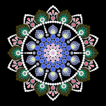 Multicolor Intricate Dot Mandala with Complex Sacred Geometry