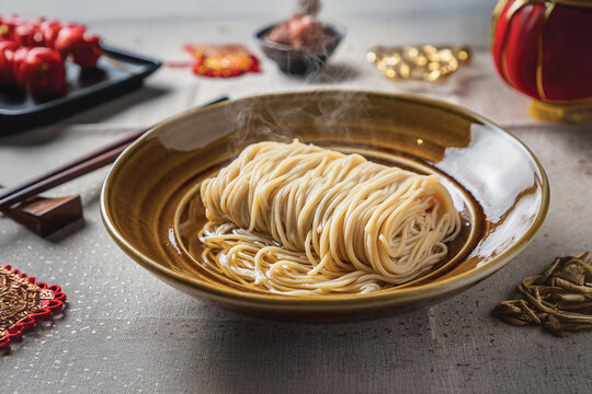Traditional Longevity Noodles Symbolizing Prosperity for Lunar New Year