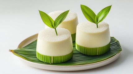 Three Miniature Coconut Desserts Elegantly