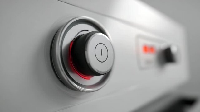Close-up of power button on modern appliance