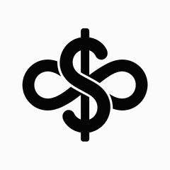 Fototapeta premium dollar, infinity, symbol, logo, money, infinite, wealth, finance, banking, prosperity, endless, unlimited, cash, currency, investment, business, rich, abundance, success, eternal, loop, cycle, vector,
