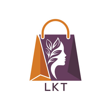 LKT Beauty Boutique Logo. LKT Woman Silhouette. LKT Leaf on Shopping Bag Icon.
